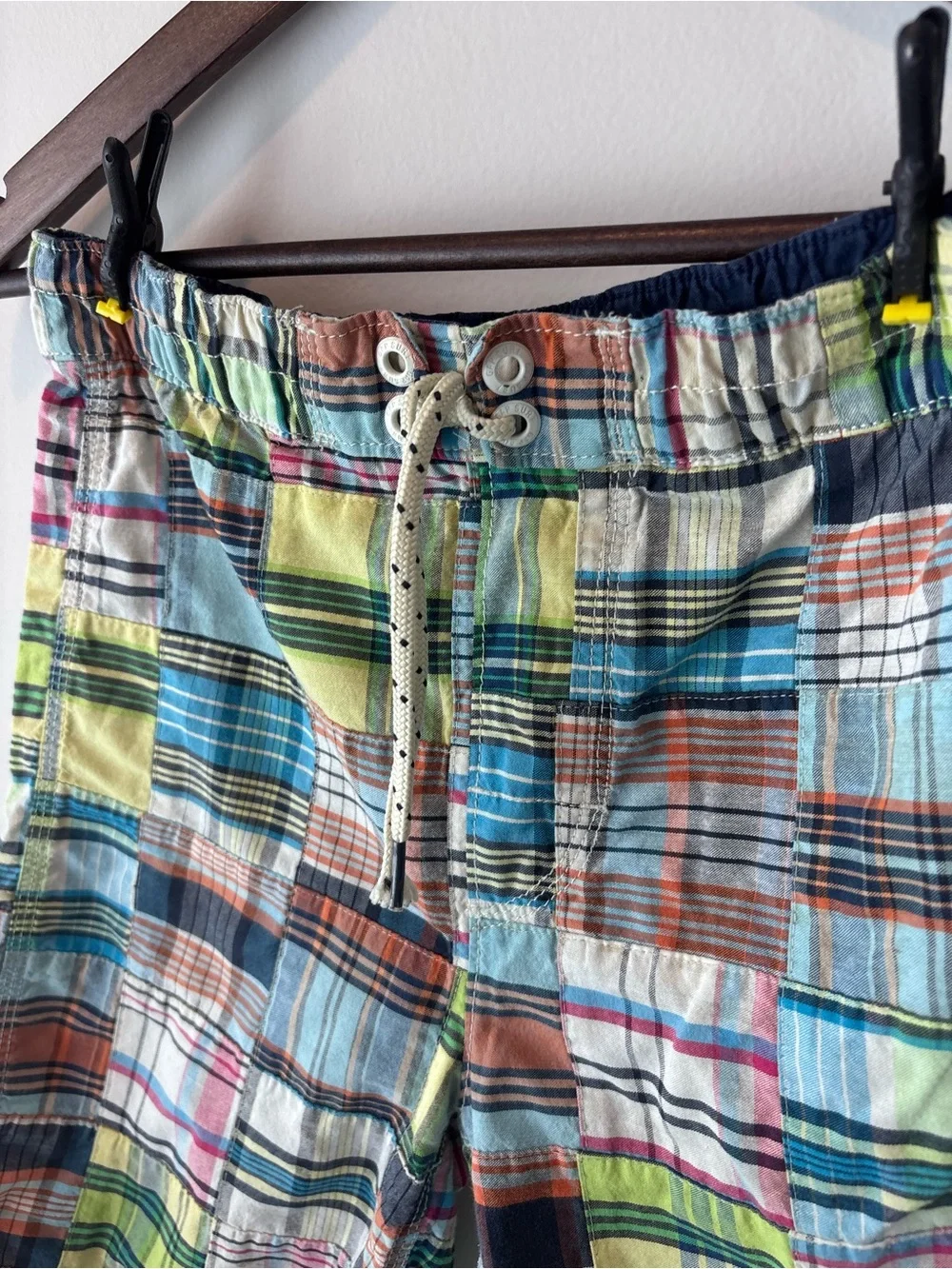 GAP Kids Surf California Patchwork Plaid Cargo Shorts — XXL
